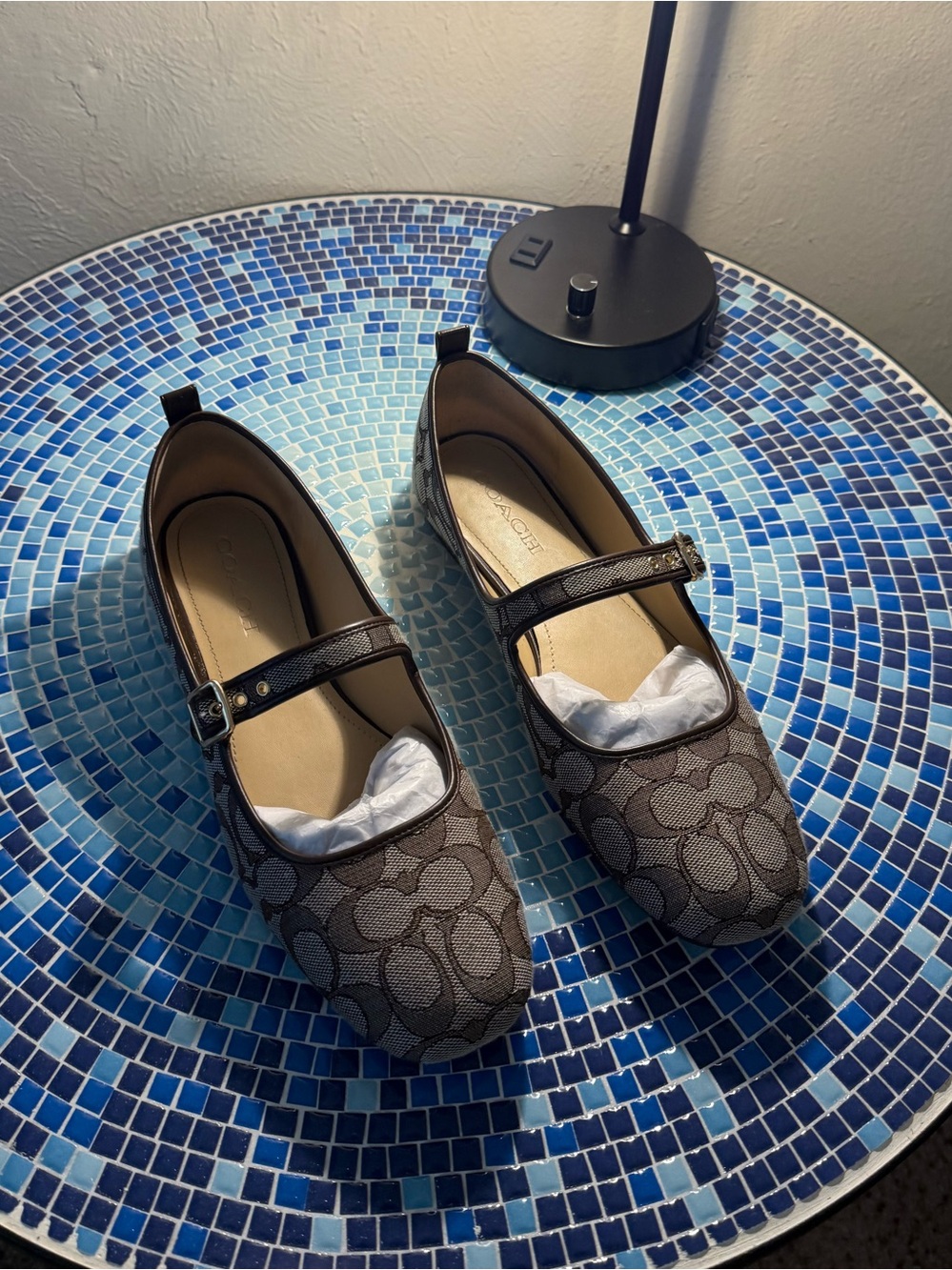 Coach Brown Signature Pattern Mary Jane Shoes size 10
